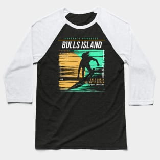 Retro Surfing Bulls Island, South Carolina // Vintage Surfer Beach // Surfer's Paradise Baseball T-Shirt